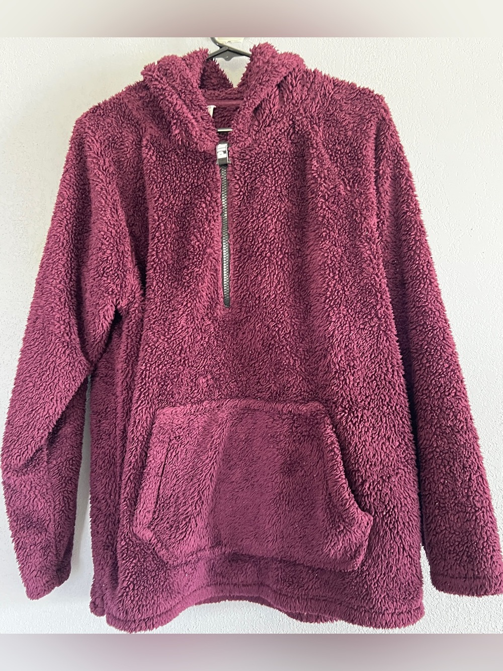 PINK Victoria's Secret Plush Zip-Up Jacket in maroon color size M